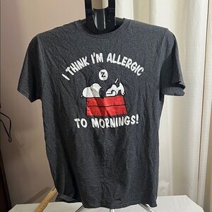 Peanuts Dark Gray Snoopy Allergic to Mornings Tee